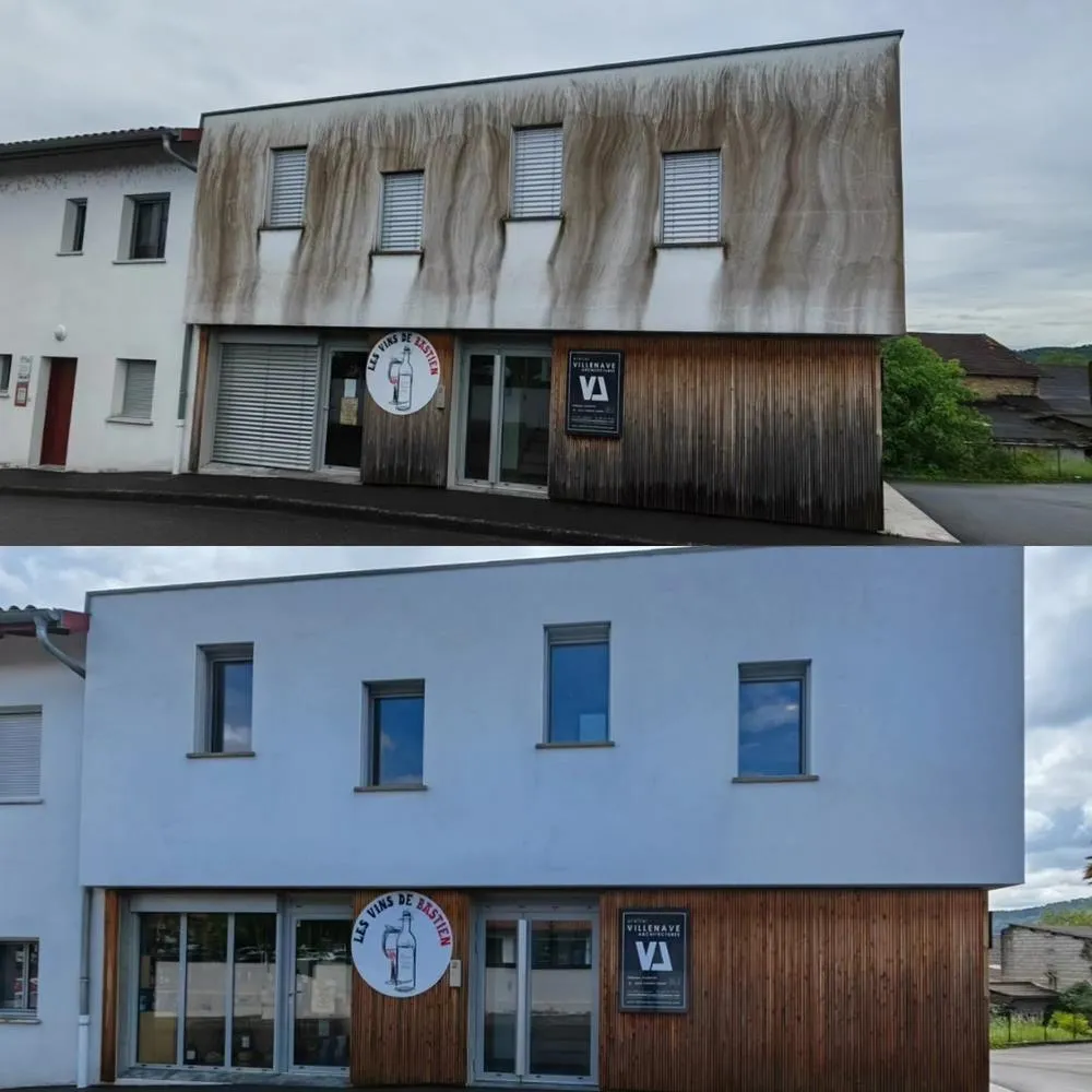 Chantier de nettoyage de façade réalisé par Green Vapeur