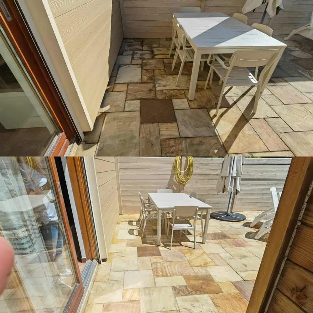 Terrasse et mobilier de jardin nettoyés à la vapeur à Hendaye