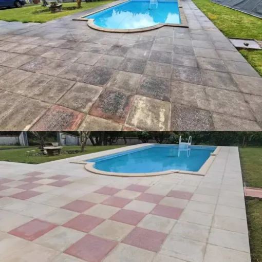 Nettoyage d'une terrasse autour d'une piscine à Anglet, Saint-Martin-de-Seignanx, Green Vapeur