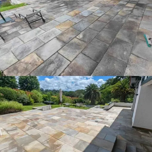 Nettoyage d'une terrasse en pierre à Anglet, Saint-Martin-de-Seignanx, Green Vapeur