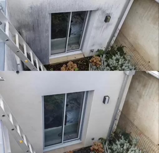 Nettoyage d'un enduit brossé blanc sur Dax, Saint-Martin-de-Seignanx, Green Vapeur