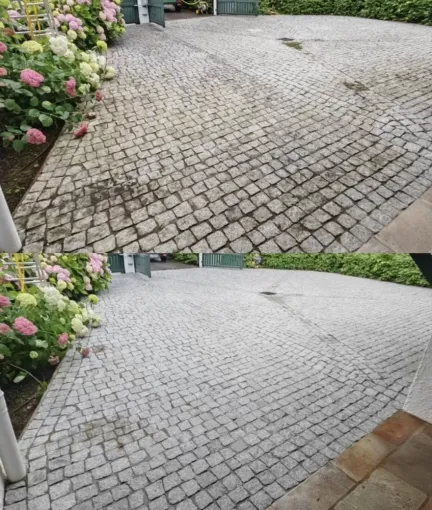 Nettoyage écologique d'un parking à Bassussarry, Saint-Martin-de-Seignanx, Green Vapeur