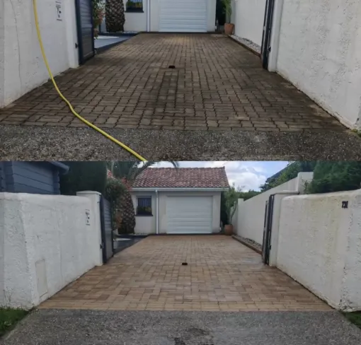 Nettoyage vapeur d'une allée à Saint André de Seignanx, Saint-Martin-de-Seignanx, Green Vapeur