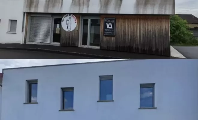 Nettoyage à la vapeur d'une façade à Saint Palais, Saint-Martin-de-Seignanx, Green Vapeur