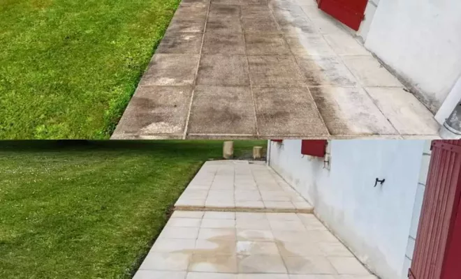 Nettoyage écologique d'une terrasse de piscine avec de la vapeur basse pression à Bayonne par Green Vapeur, Saint-Martin-de-Seignanx, Green Vapeur